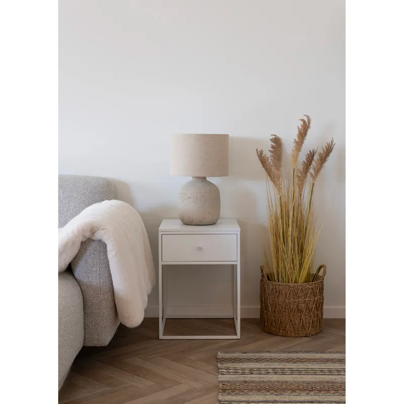 Vita Beistelltisch Nachttisch Weiss 1 Schublade 40x40x55 cm