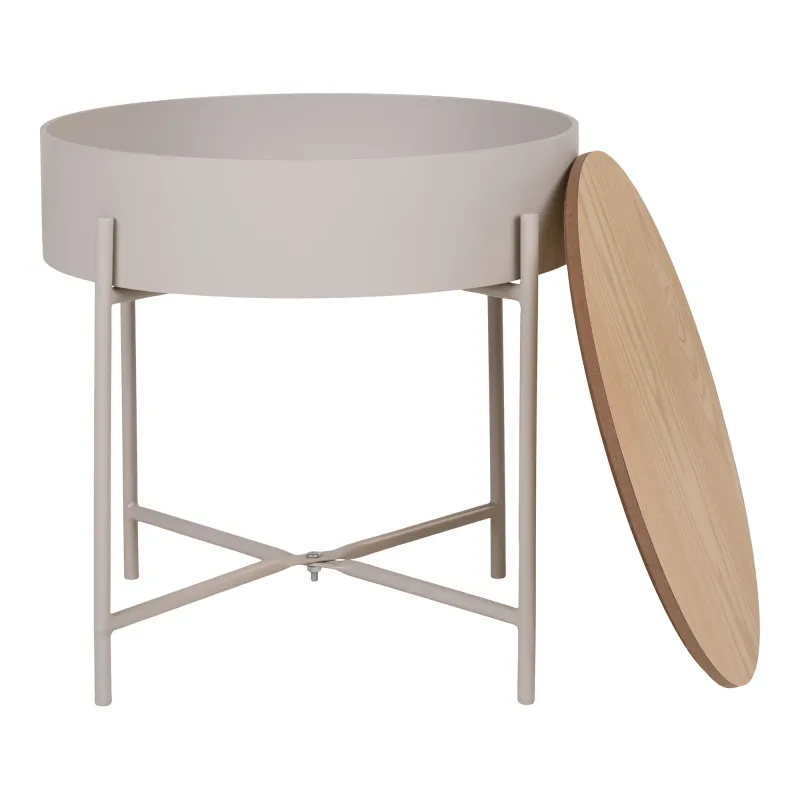 Sisco Beistelltisch Beige Stahl Natur Ø40x40 cm