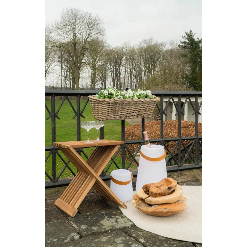 Erto Hocker Beistelltisch Teakholz Natur Klappbar 40x35x45 cm
