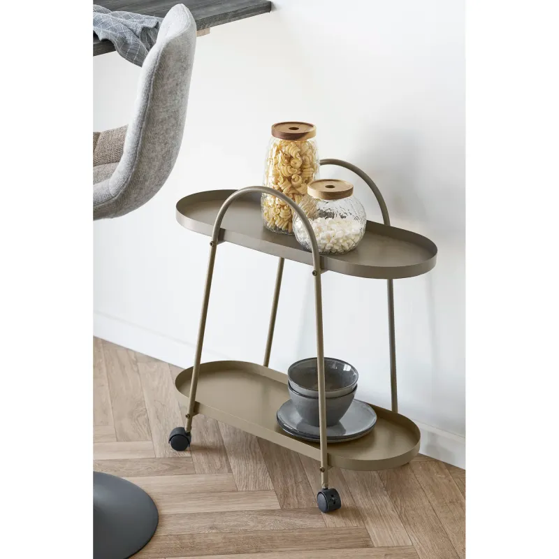 Empoli Barwagen Servierwagen Stahl Braun 2 Ablagen 27,5x60x64 cm