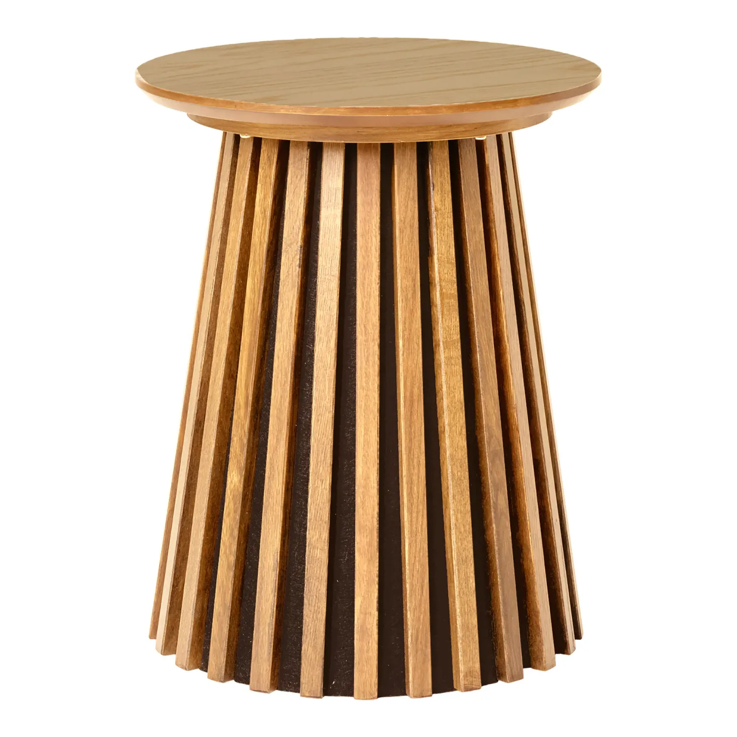 Osaka Beistelltisch Eichenfurnier Natur Geriffelt Ø40x50 cm Runder Osaka Beistelltisch aus hellem Eichenfurnier mit geriffeltem Sockel, Ø40x50cm. Modernes Design für Schweizer Wohnräume