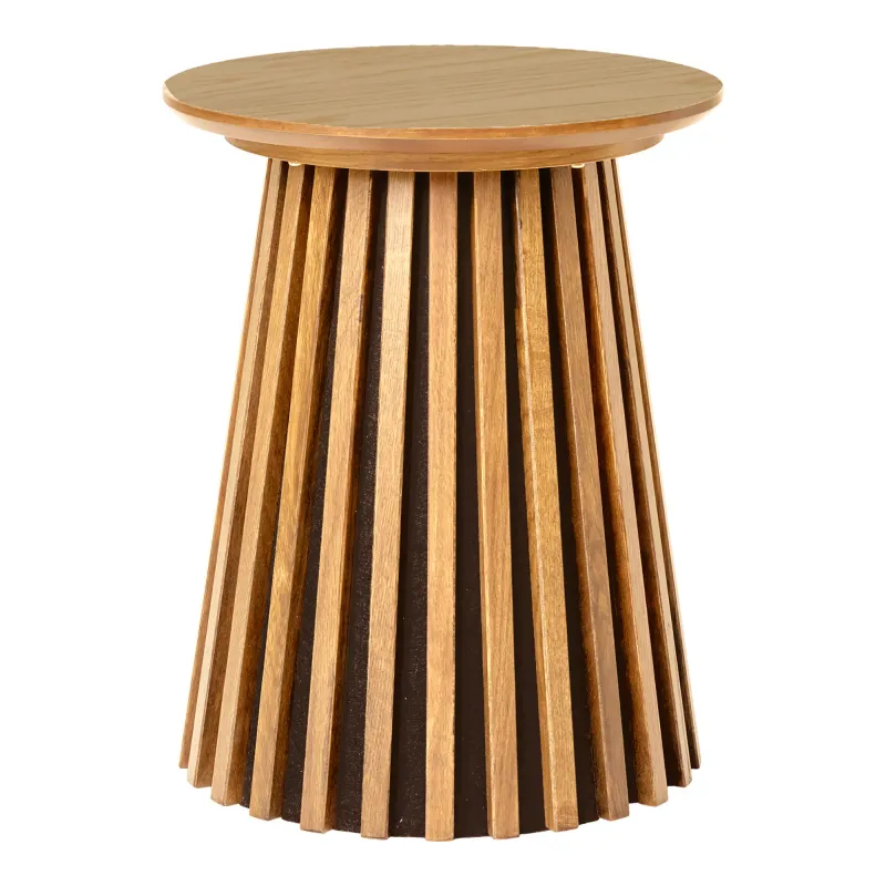 Osaka Beistelltisch Eichenfurnier Natur Geriffelt Ø40x50 cm Runder Osaka Beistelltisch aus hellem Eichenfurnier mit geriffeltem Sockel, Ø40x50cm. Modernes Design für Schweizer Wohnräume