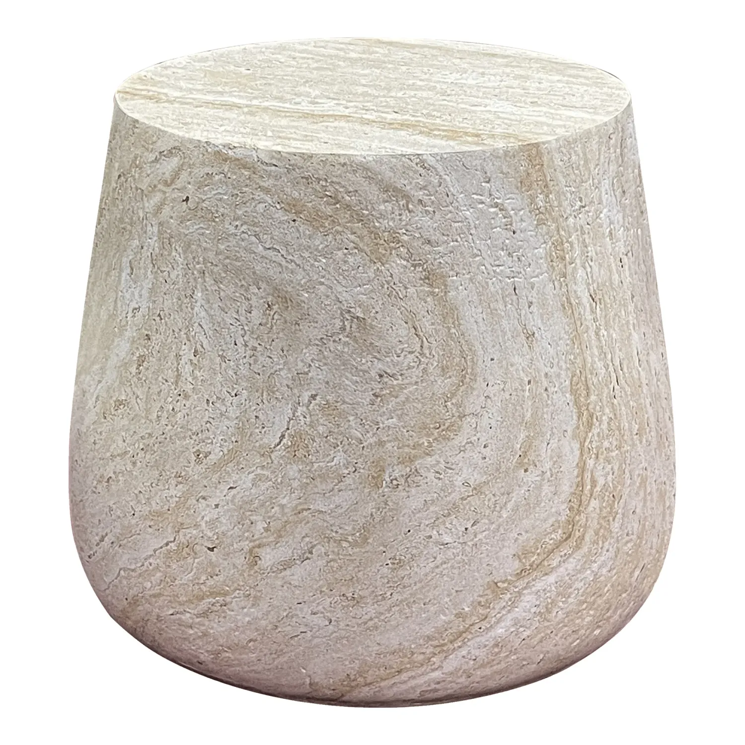 Bonn Beistelltisch Fiberglas Natur Travertin-Optik Ø47,5x41 cm Runder Bonn Beistelltisch aus Fiberglas in Natur mit Travertin-Optik, Ø47,5x41cm. Modernes Design für Schweizer Wohnräume.