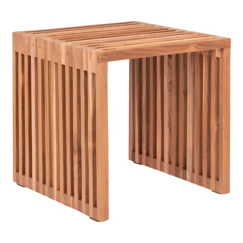 Pego Beistelltisch Teakholz Natur Lattenoptik 40x40x40 cm Quadratischer Pego Beistelltisch aus Teakholz-Latten, 40x40x40cm. Einzigartiges Design für Schweizer Wohnträume.