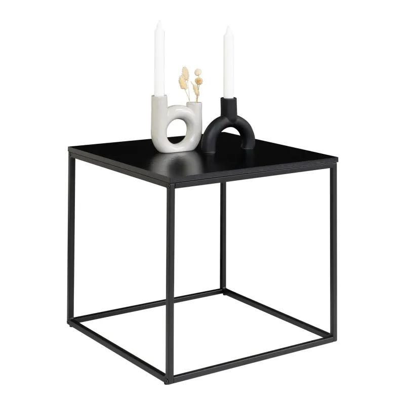 Vita Beistelltisch Schwarz Metallgestell 45x45x45 cm Quadratischer Vita Beistelltisch in Schwarz mit schwarzem Metallgestell, 45x45x45cm. Modernes Design für Schweizer Wohnräume.