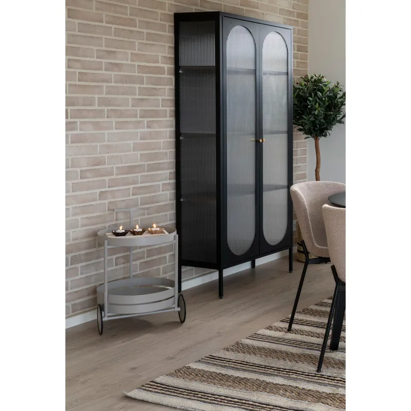Beja Trolley-Bar Servierwagen Stahl Grau 2 Ablagen 40x42x61 cm