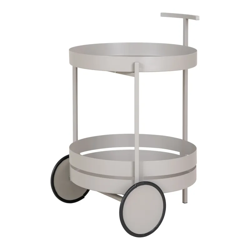 Beja Trolley-Bar Servierwagen Stahl Grau 2 Ablagen 40x42x61 cm Grauer Beja Barwagen aus Stahl mit 2 runden Ablagen, Griff und Rollen, 40x42x61cm. Praktisch für Schweizer Haushalte.