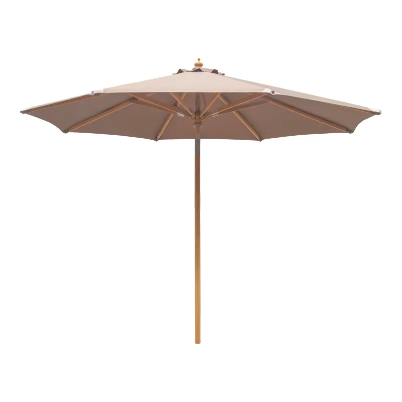 Austin Sonnenschirm, ø300cm, Sand, Holzstange, neigbar, UV30+. Luxus für Schweizer Gärten.