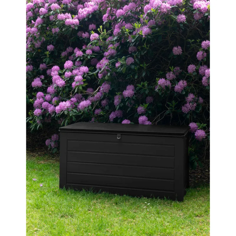 Grosse Dubrovnik Kissenbox Garten Kunststoff Schwarz 680L 146,5x71x75 cm