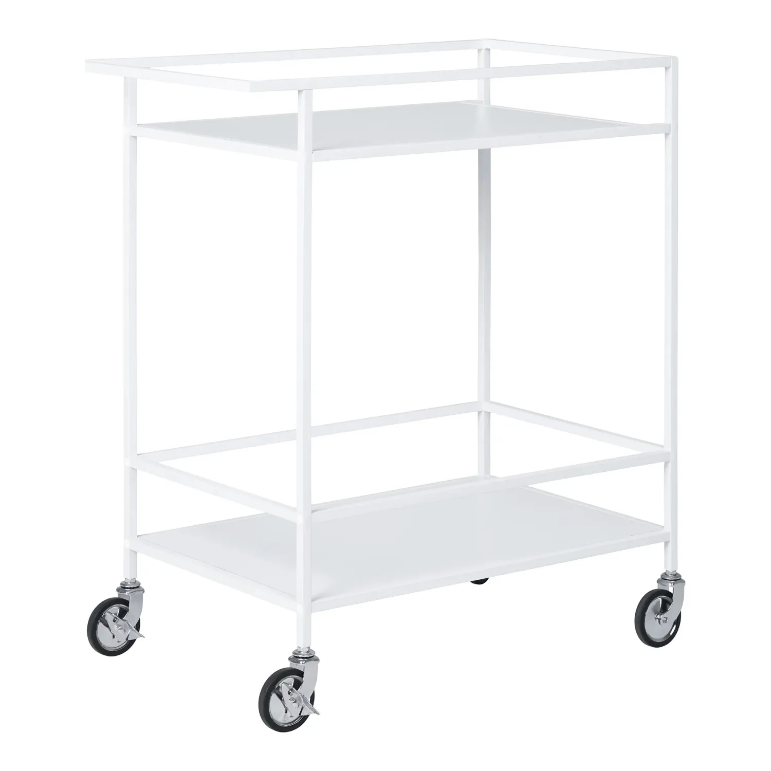 Vita Bar Trolley Servierwagen Weiss 2 Ablagen 68x40x79 cm Weisser Vita Bar Trolley aus Stahl mit 2 Ablagen und Rollen, 68x40x79cm. Praktisch für Schweizer Haushalte.