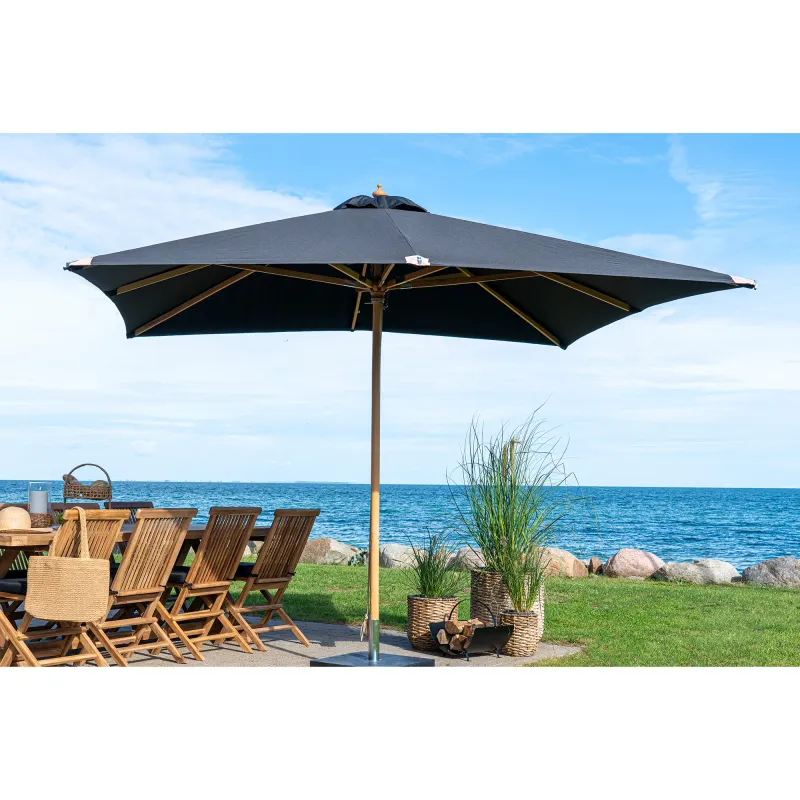Orlando-Sonnenschirm Holzstange Schwarz 300x300 cm Luxus