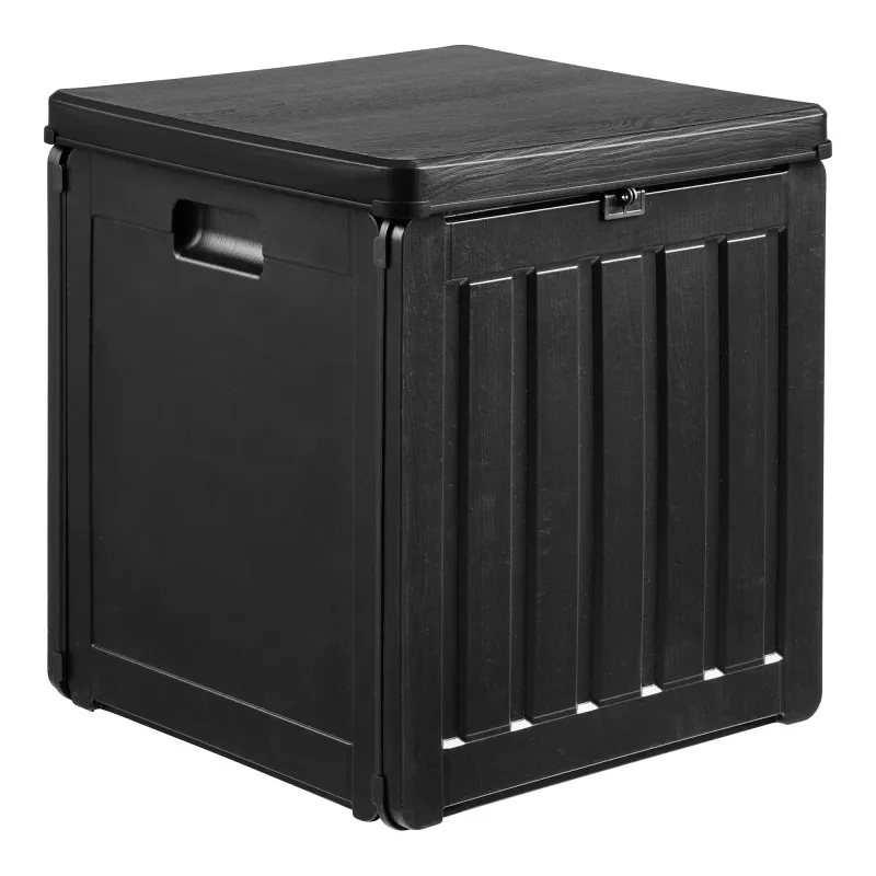 Sobra Kissenbox, schwarz, Kunststoff, 42,8x42,8x46,4cm, 76L. Praktisch für Schweizer Gärten.