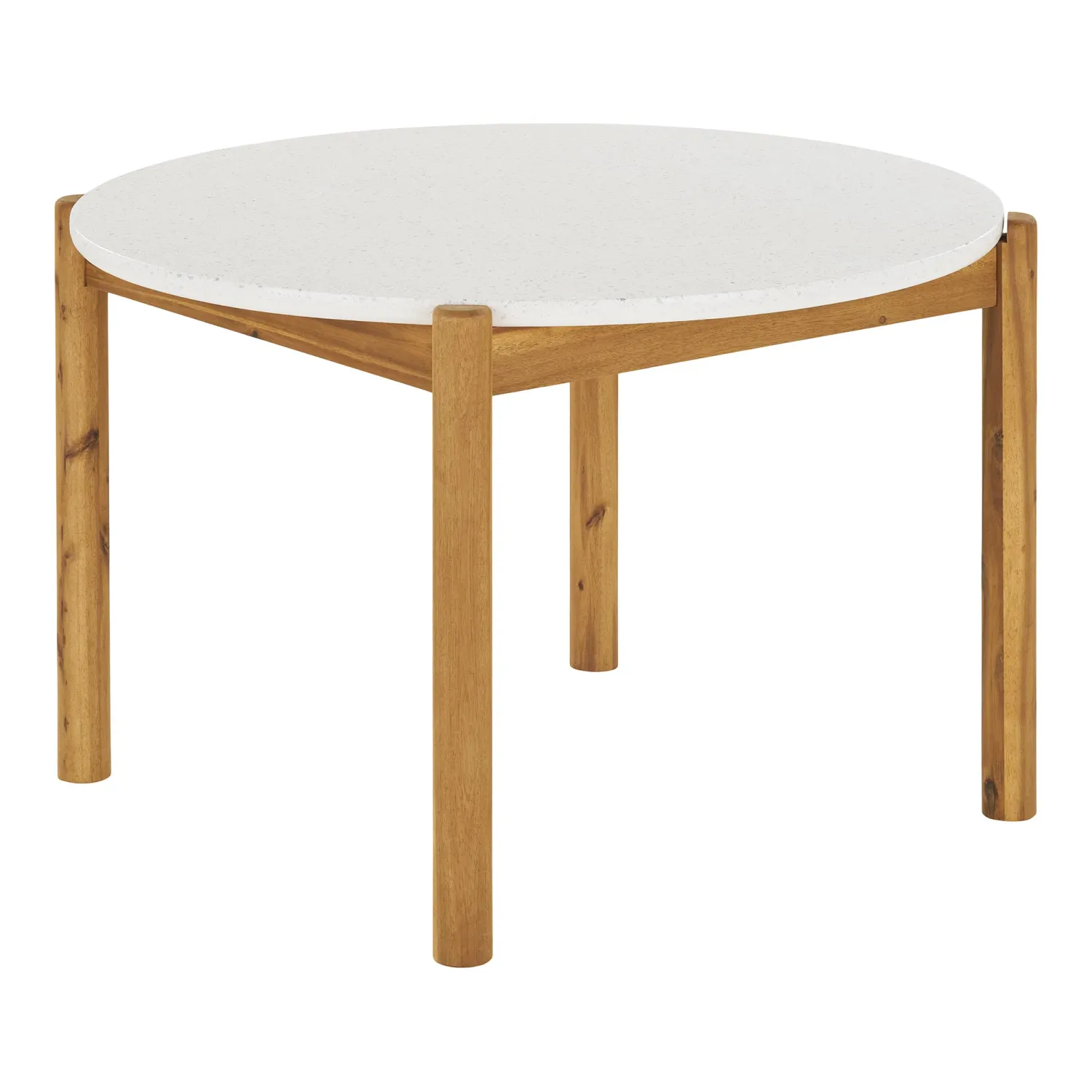 Terracina Esstisch, Akazie/Terrazzo, Weiss/Natur, ø120x76cm. Elegant für Schweizer Gärten.