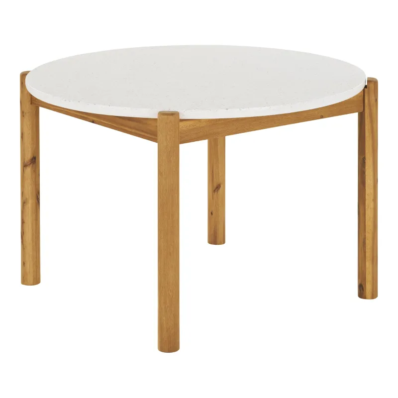 Terracina Esstisch Akazie/Terrazzo Weiss/Natur Ø120x76 cm FSC® Terracina Esstisch, Akazie/Terrazzo, Weiss/Natur, ø120x76cm. Elegant für Schweizer Gärten.