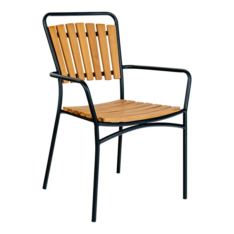 Cleveland Esszimmerstuhl 4er Set Teakholz/Metall Natur/Schwarz Stapelbar Cleveland Esszimmerstuhl, 4er Set, Teakholz/Metall, Natur/Schwarz, stapelbar. Komfortabel für Schweizer Aussenbereiche.