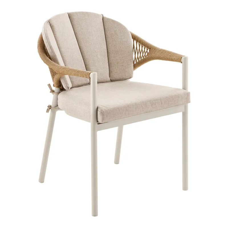 Abela Esszimmerstuhl 2er Set Aluminium/Rattan Sand/Natur Inkl. Kissen Abela Esszimmerstuhl, Sand/Natur, PE-Rattan, Aluminium, inkl. Kissen. Komfortabel für Schweizer Aussenbereiche.