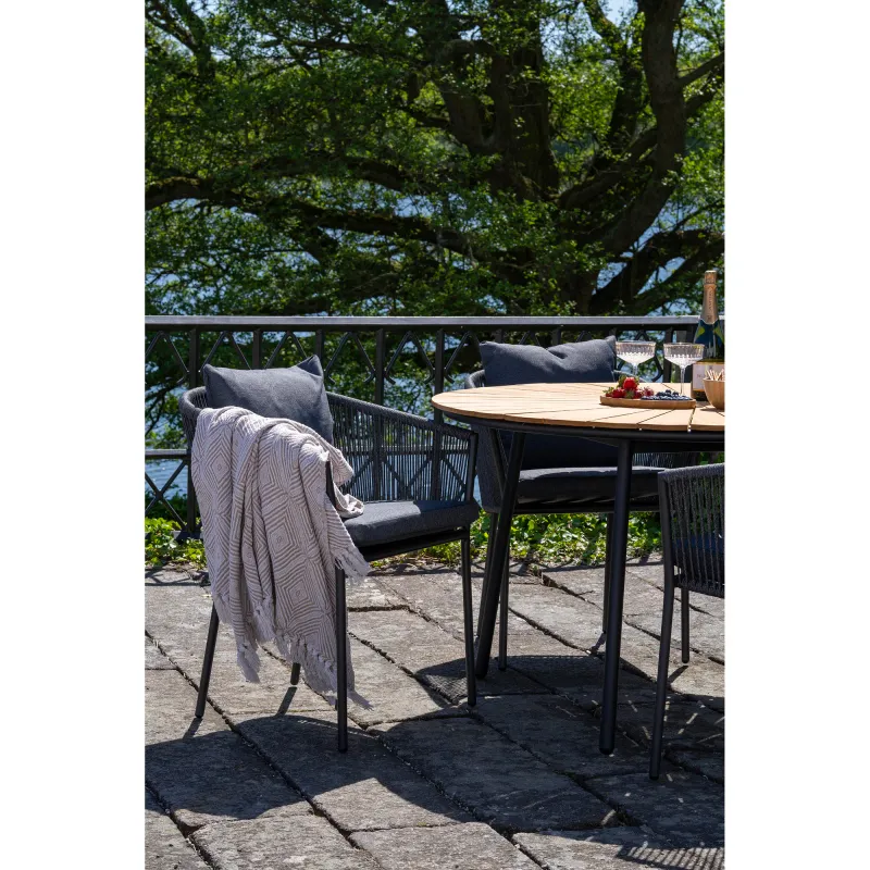 Salerno Esszimmerstuhl 4er Set Aluminium/Polyester Dunkelgrau Inkl. Kissen
