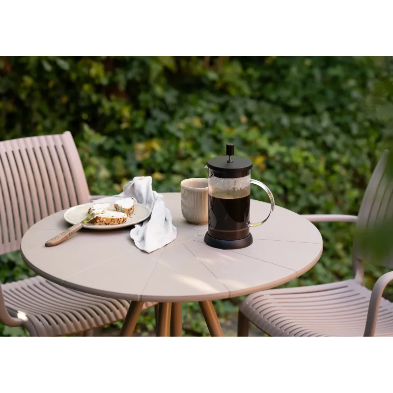 Barletta Bistro Tisch Polypropylen/Stahl Taupe Ø70x73,5 cm