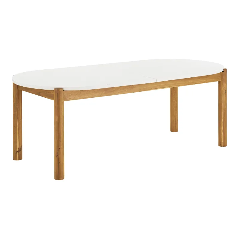 Terracina Esstisch, Akazie/Terrazzo, Weiss/Natur, 95x210x76cm. Elegant für Schweizer Gärten.