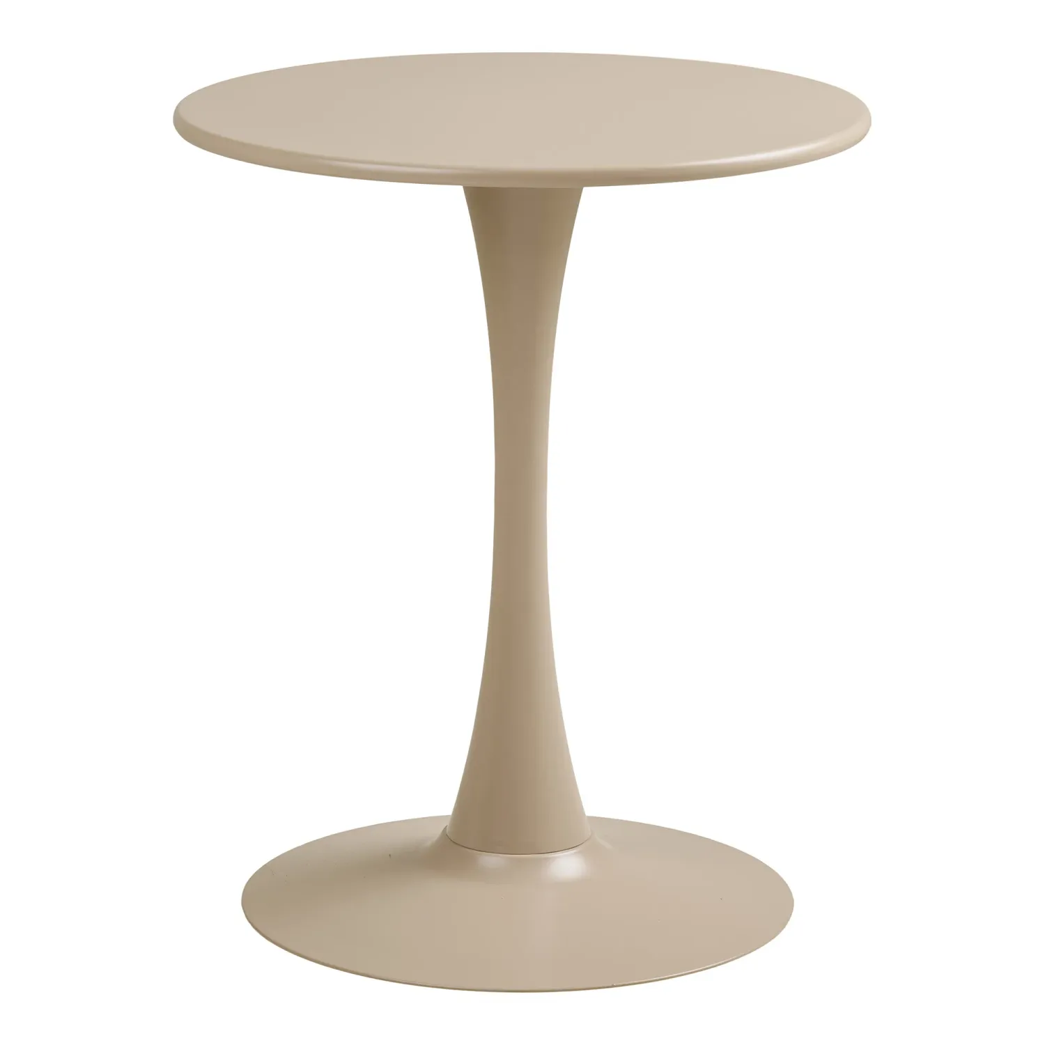 Runder Meira Bistro-Tisch, Taupe, Stahl, Ø60x72cm. Modernes Design für Schweizer Balkone.