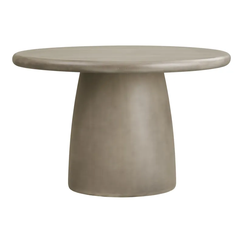 Bonnet-Esstisch Fiberglas Grau Ø120x75 cm Runder Bonnet-Esstisch aus grauem Fiberglas, ø120x75cm. Modernes Design für Schweizer Gärten.
