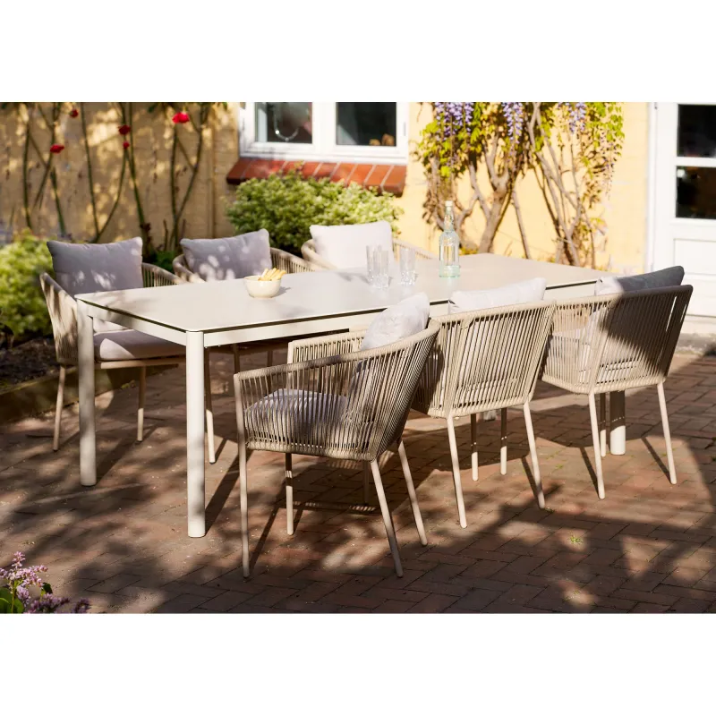 Alcudia Esstisch Aluminium/Sinterstein Sand 90x200x74 cm