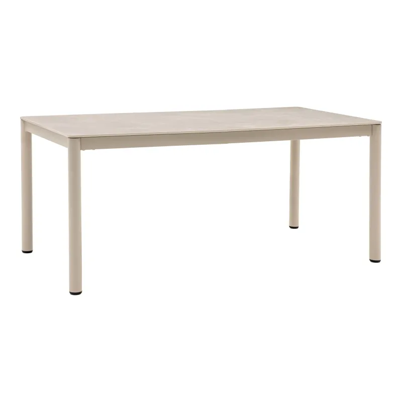 Alcudia Esstisch Aluminium/Sinterstein Sand 90x200x74 cm Rechteckiger Alcudia Esstisch, Sand, Aluminium/Sinterstein, 90x200x74cm. Modern für Schweizer Gärten.