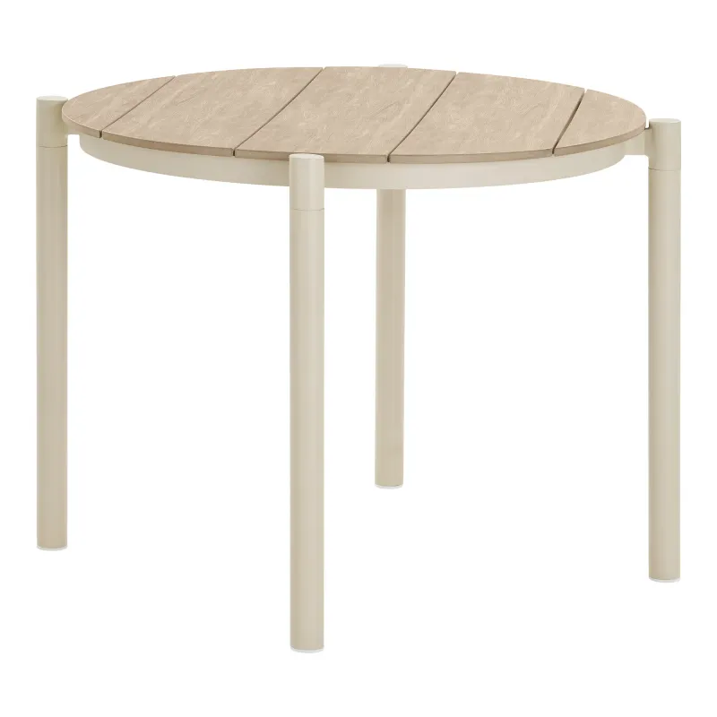 Abela Esstisch Aluminium/Holzfrei Sand/Natur Ø90x74 cm Runder Abela Esstisch, Sand/Natur, Holzfrei/Aluminium, ø90x74cm. Modern für Schweizer Gärten.
