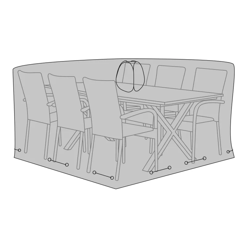 Luxushülle Abdeckung Gartenmöbel 6 Stühle Polyester Schwarz Wasserabweisend H 95 x B 155 x L 235 cm