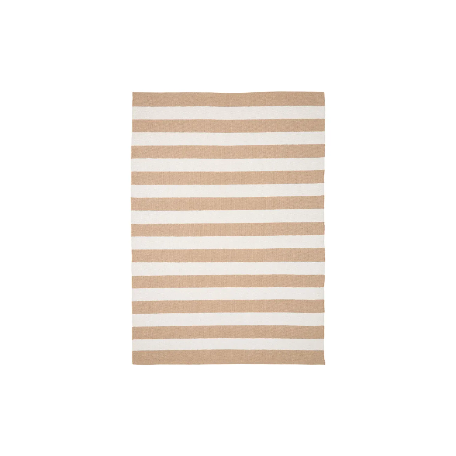 Pina Outdoor-Teppich Recycelter Kunststoff Beige/Cremeweiss 140x200 cm Pina Outdoor-Teppich, beige/cremeweiss gestreift, recycelter Kunststoff, 140x200cm. Nachhaltig für Schweizer Aussenbereiche.