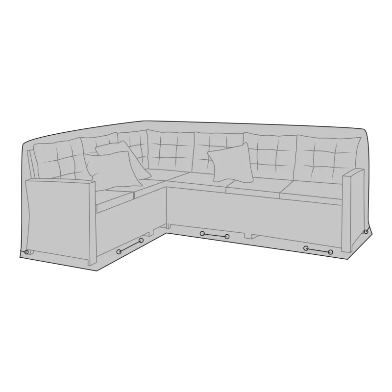 Luxushülle Abdeckung Eck-Gartenmöbel Polyester Schwarz Wasserabweisend H65/90 x B100 x L195/252 cm