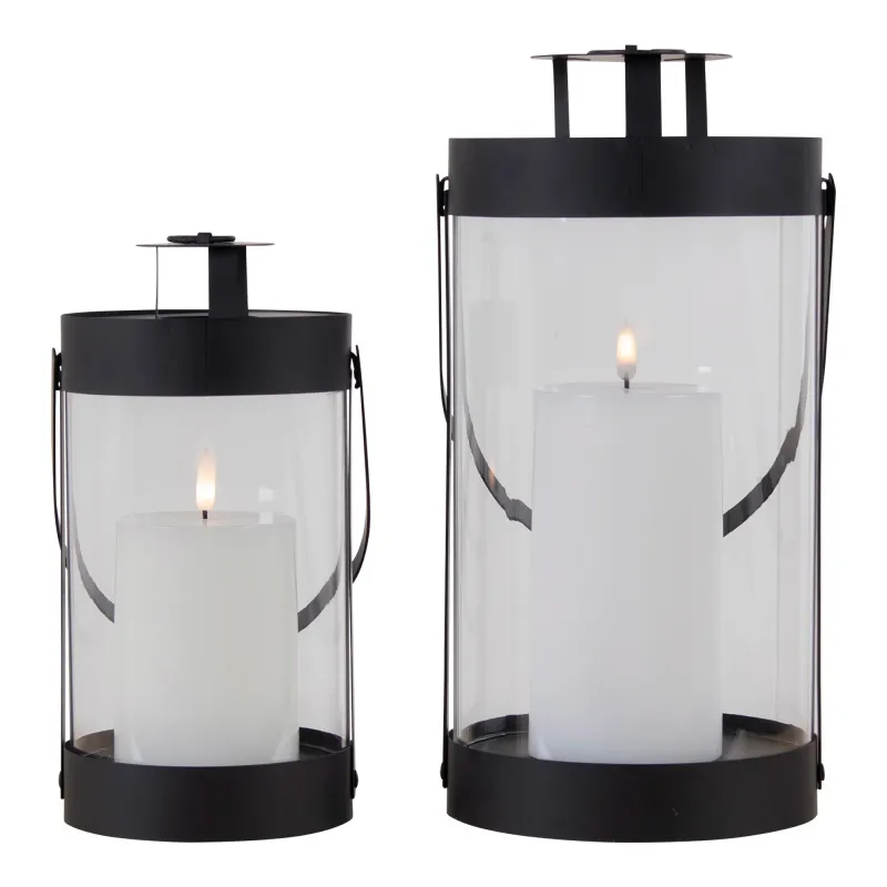 Bondi-Laternen 2er-Set Stahl/Glas Schwarz 2er-Set Bondi-Laternen, Stahl/Glas, schwarz, ø12x24cm, ø15x32cm. Stimmungsvolle Beleuchtung für Schweizer Zuhause.