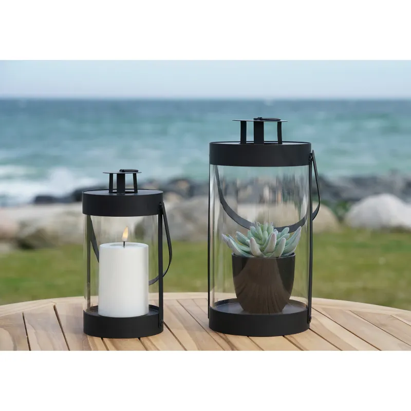 Bondi-Laternen 2er-Set Stahl/Glas Schwarz