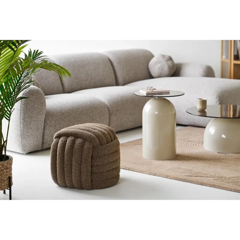 gemütlicher Napier Pouf Braun 48x48x43 cm