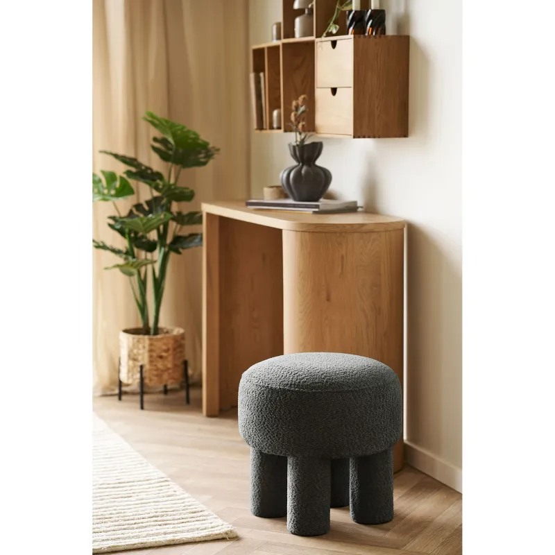 Canberra Pouf Anthrazit Chenille Ø43x43 cm