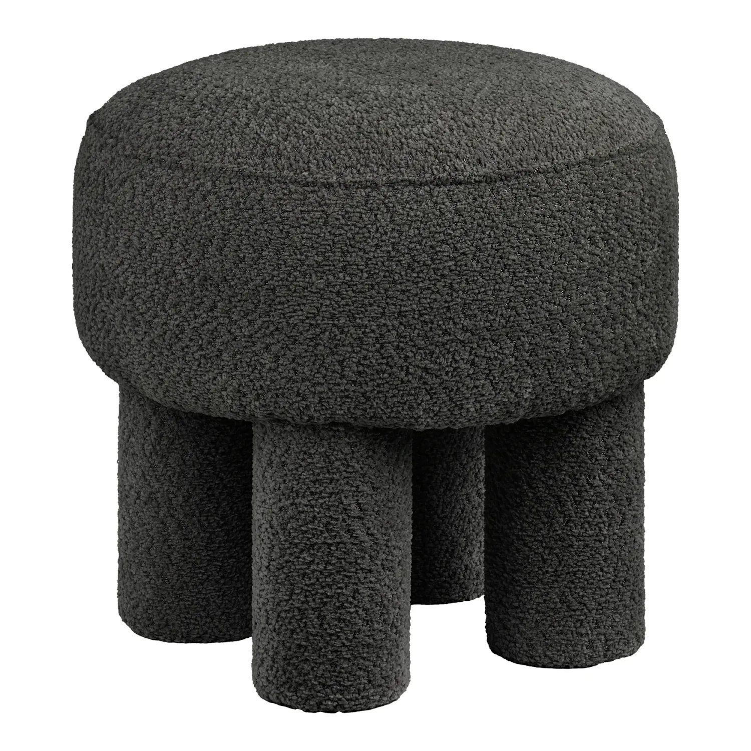 Canberra Pouf, anthrazit, Chenille, ø43x43cm. Gemütlich für Schweizer Zuhause.