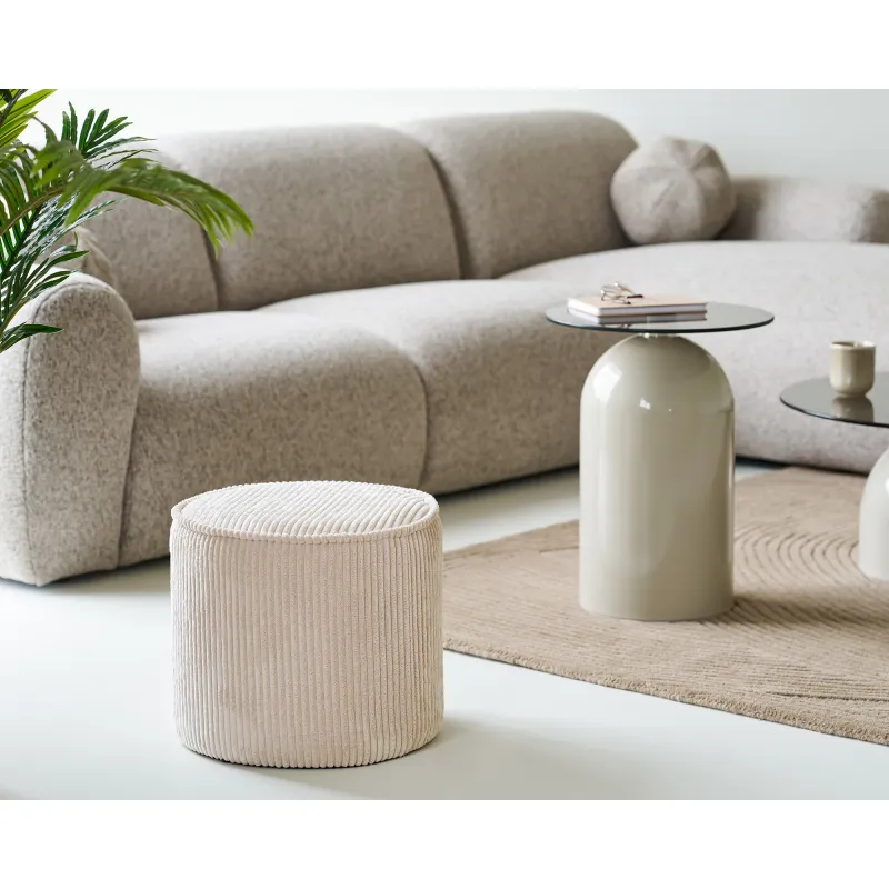 Taupo Pouf Cord Beige Ø40x35 cm