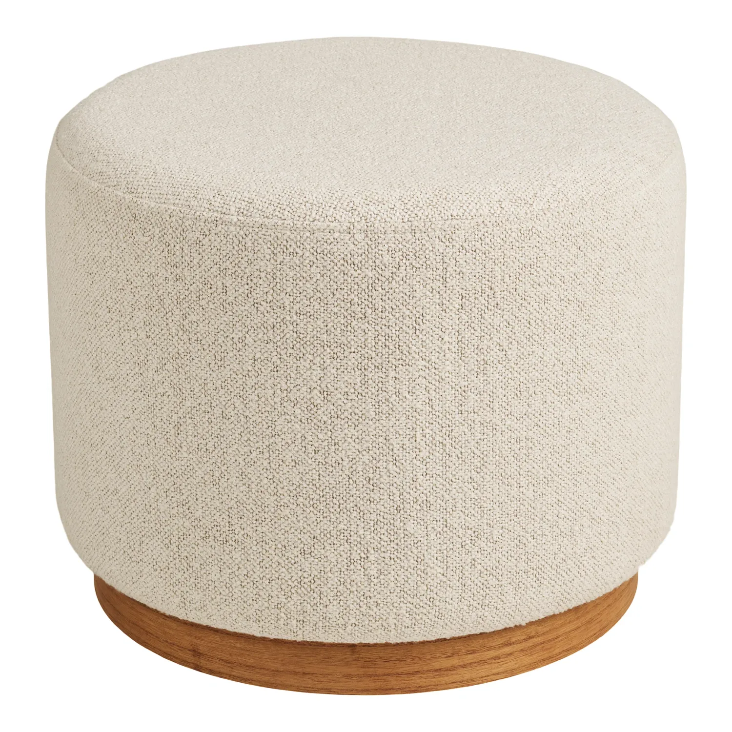 Daisy Pouf, sandfarben, Polyester, Kiefer, ø50x41cm. Gemütlich für Schweizer Zuhause.