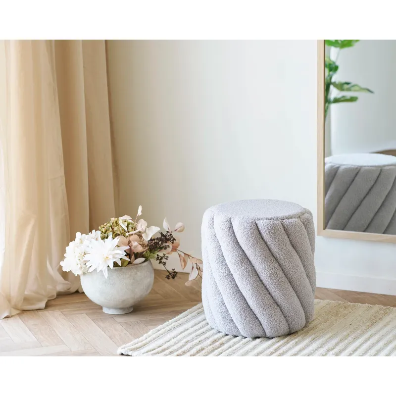 Sana Pouf Teddy Grau Ø38x40 cm