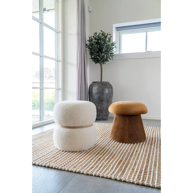 Hampton Pouf Samt Ocker Ø41x39 cm