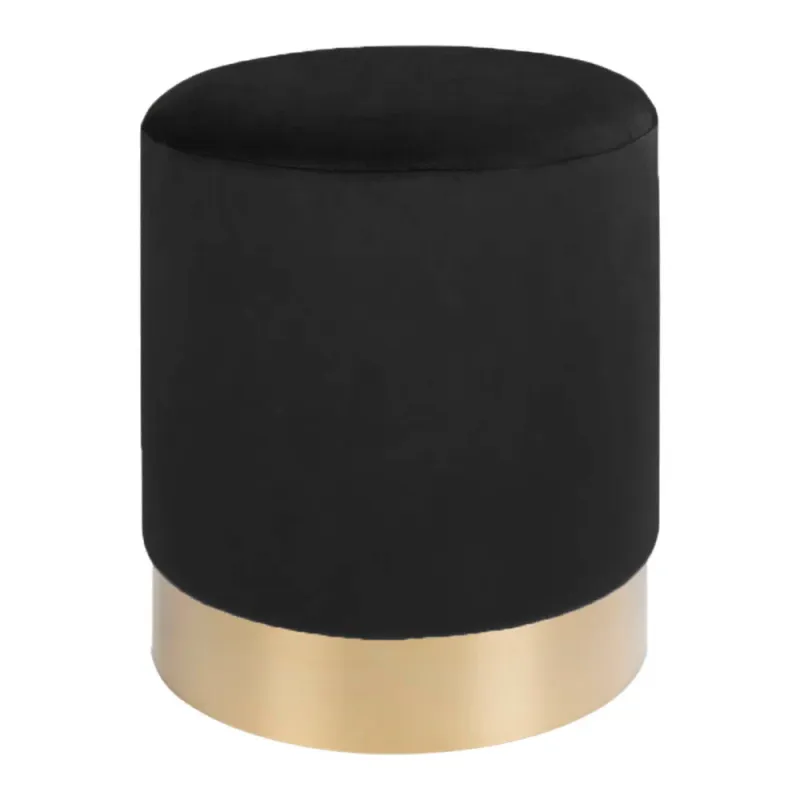 Gamby Pouf Samt Schwarz Messingfarbener Sockel Ø34x43 cm Gamby Pouf, schwarz, Samt, messingfarbener Sockel, ø34x43cm. Eleganz für Schweizer Zuhause
