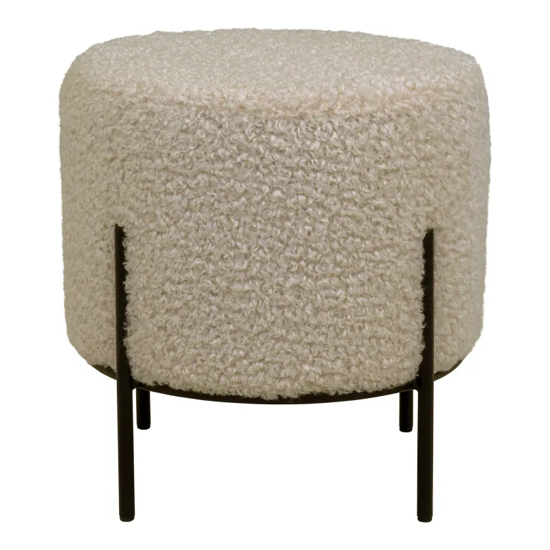 Alford Pouf Teddy Graubraun Schwarz Metallbeine 35,5x37 cm