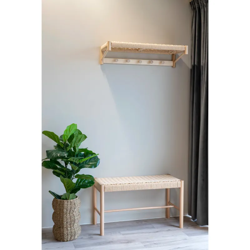 Abano Bank Naturgeflecht Pappelholz Natur 80x35x45 cm