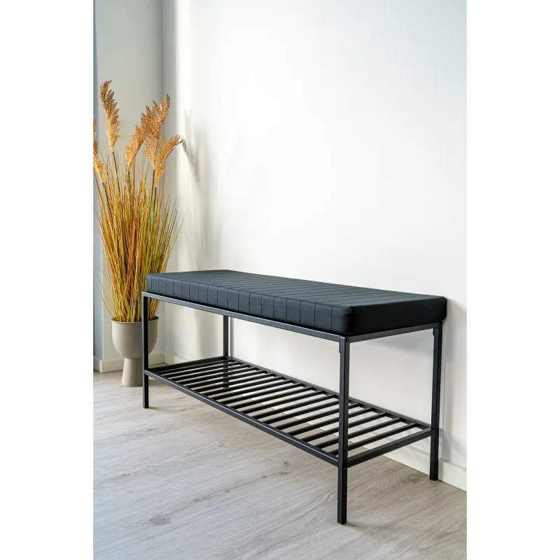 Vita Bank Kissen Ablage Schwarz Stahl 100x36x48,5 cm