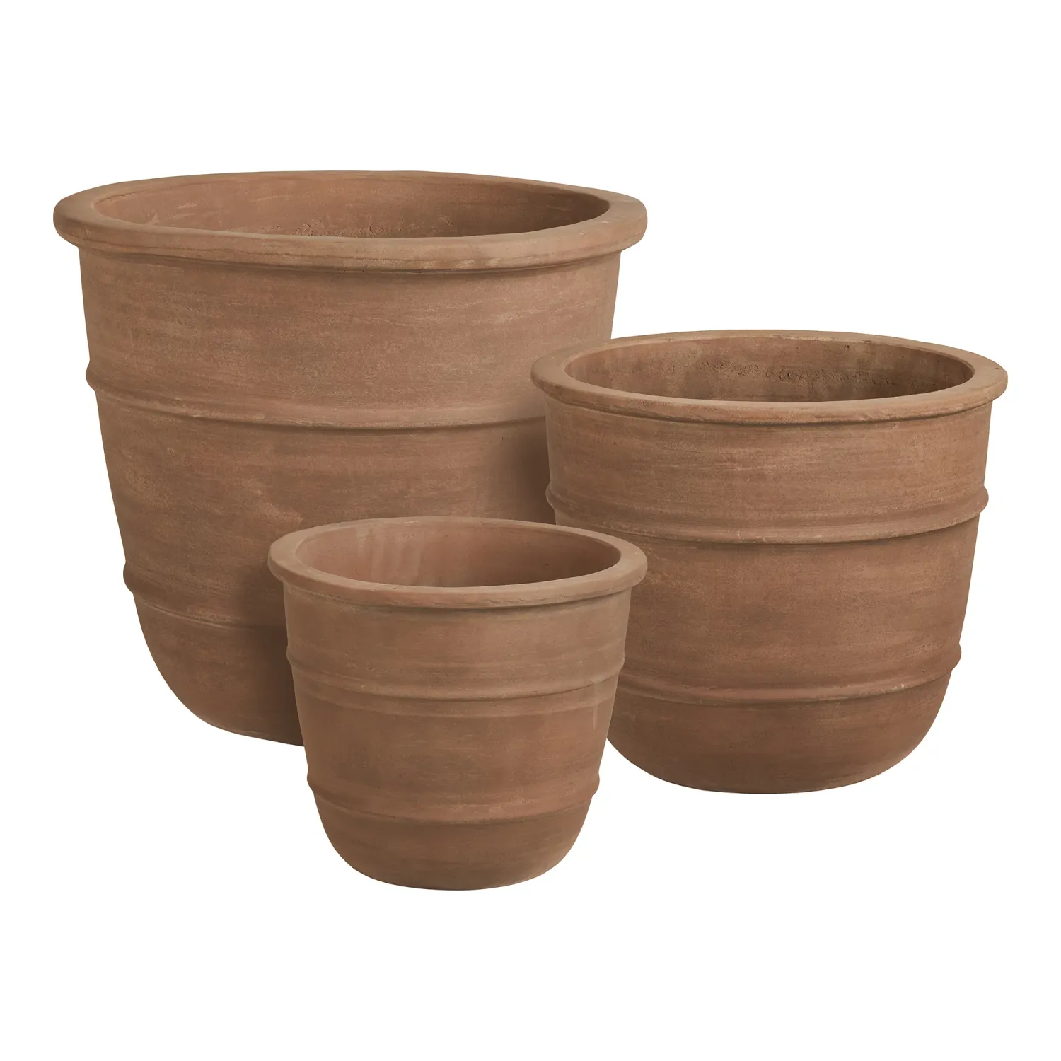 3er-Set Kragholm Blumentopf, Pflanztopf, Terrakotta, braun, mit Abflussloch. Robust für Schweizer Gärten.