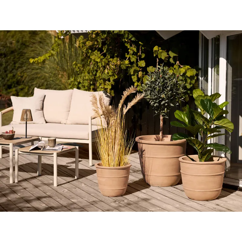 Kragholm Blumentopf, Pflanztopf 3er-Set Terrakotta Braun Abflussloch
