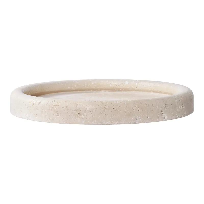 Tablett, Schale, Travertin, natur, ø25,5cm. Einzigartig für Schweizer Zuhause.