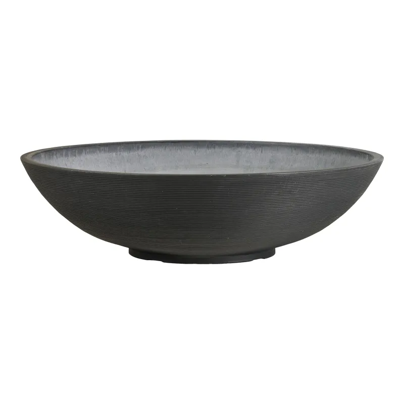 Fleuriste Wasserblumenschale, Wasserpflanzen-Bowl, Komposit Dunkelgrau Ø60x16,5 cm Fleuriste Wasserblumenschale, helles Komposit, dunkelgrau, ø60x16,5cm. Modern für Schweizer Gärten.