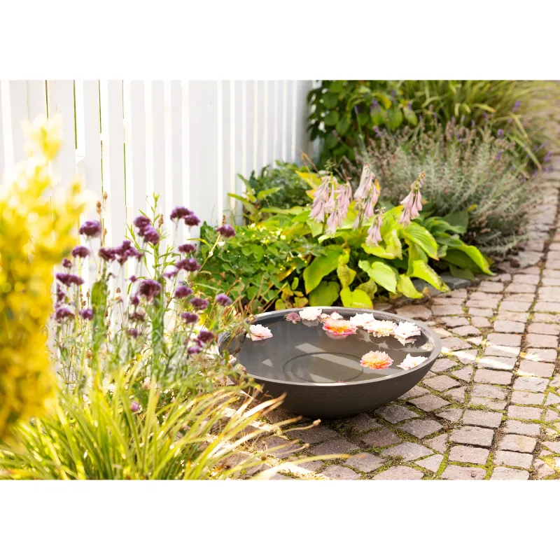 Fleuriste Wasserblumenschale, Wasserpflanzen-Bowl, Komposit Dunkelgrau Ø60x16,5 cm