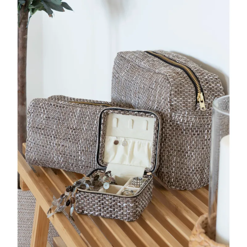 Safi Nécessaire 2er-Set Toilettenbeutel Braun-Meliert Polyester